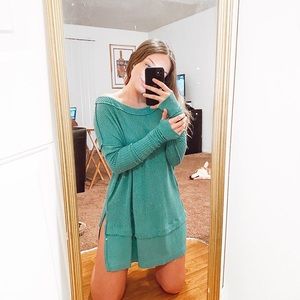 Free People teal sweater dress/top